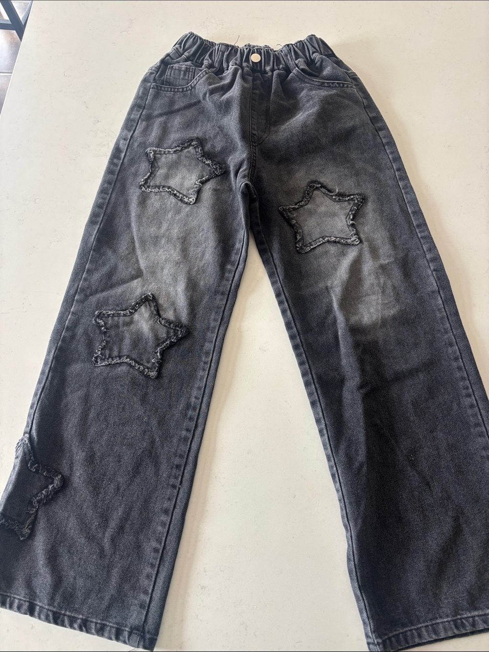 Black Star Patch Wide-Leg Jeans